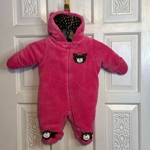 Small Wonders Pink With Bear Ears Snow Suit/Bunting 0-3 Months
